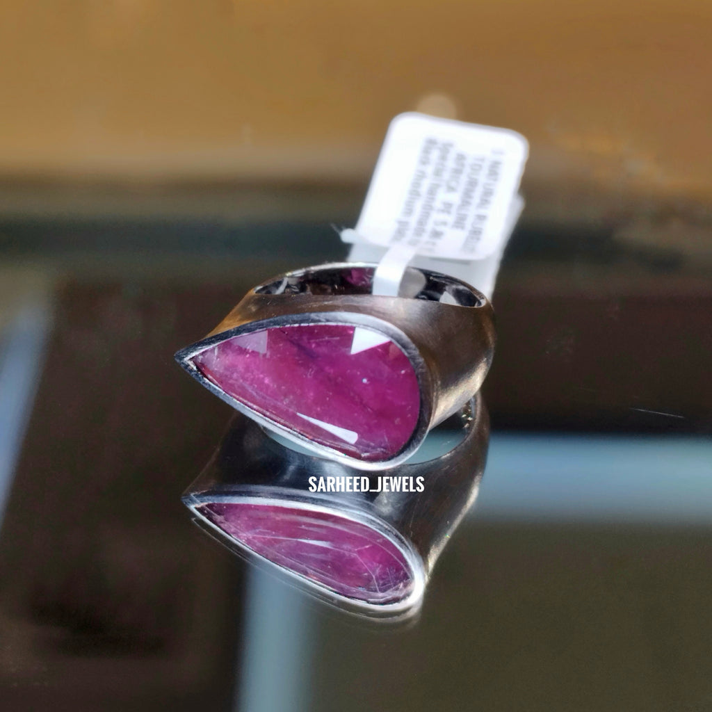 Natural Rubellite Tourmaline Men Ring