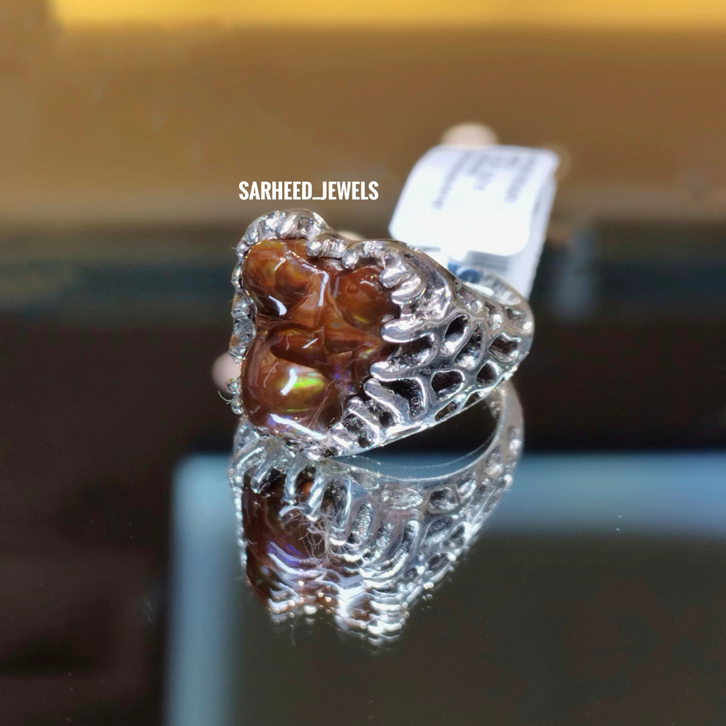 Natural Fire Agate Men Ring