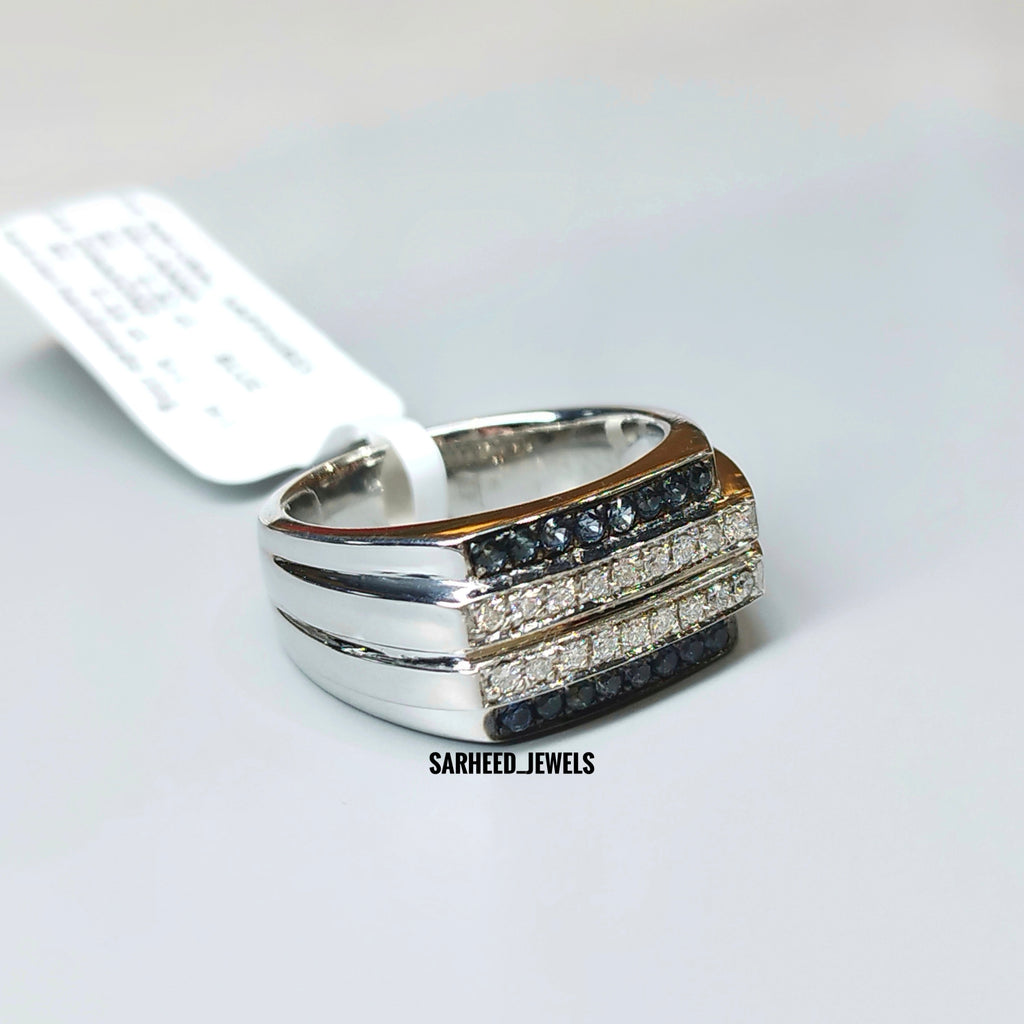 Natural Sapphire and Diamond Men Ring