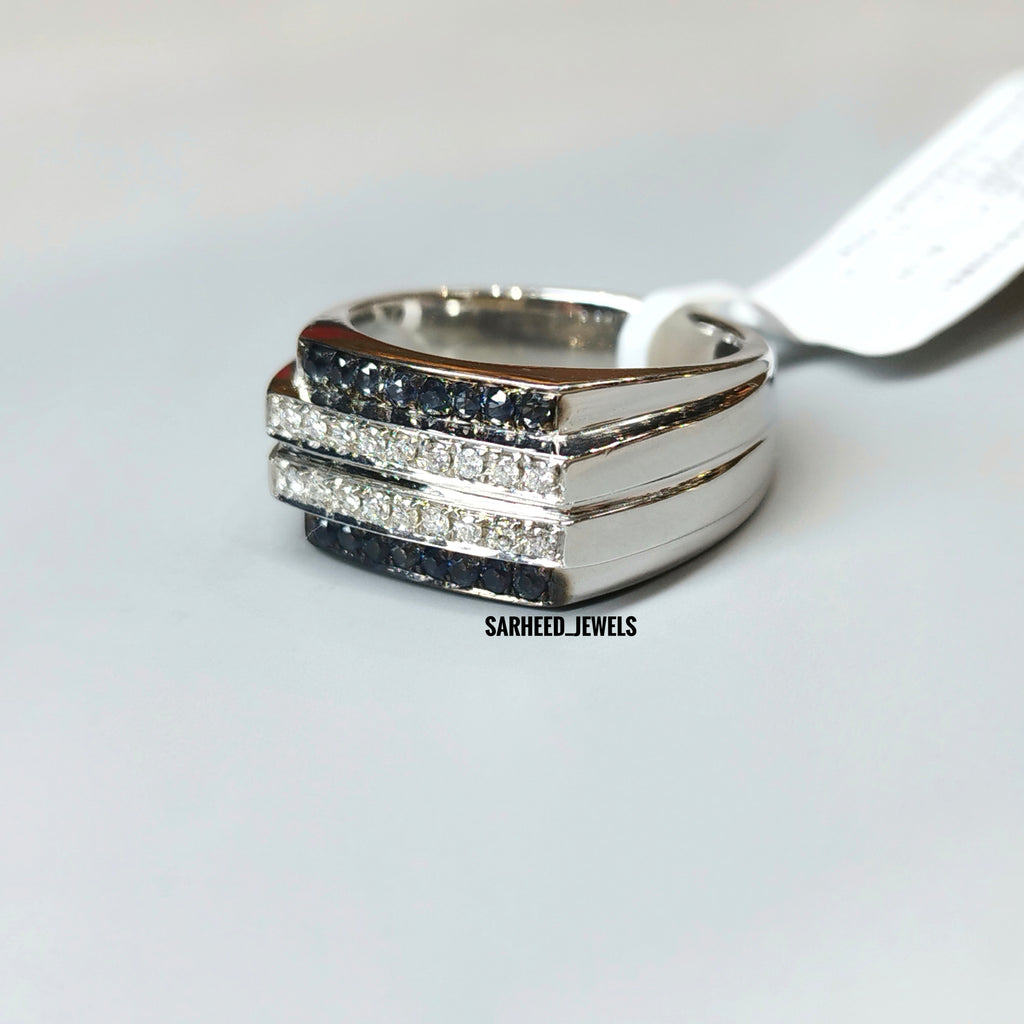 Natural Sapphire and Diamond Men Ring