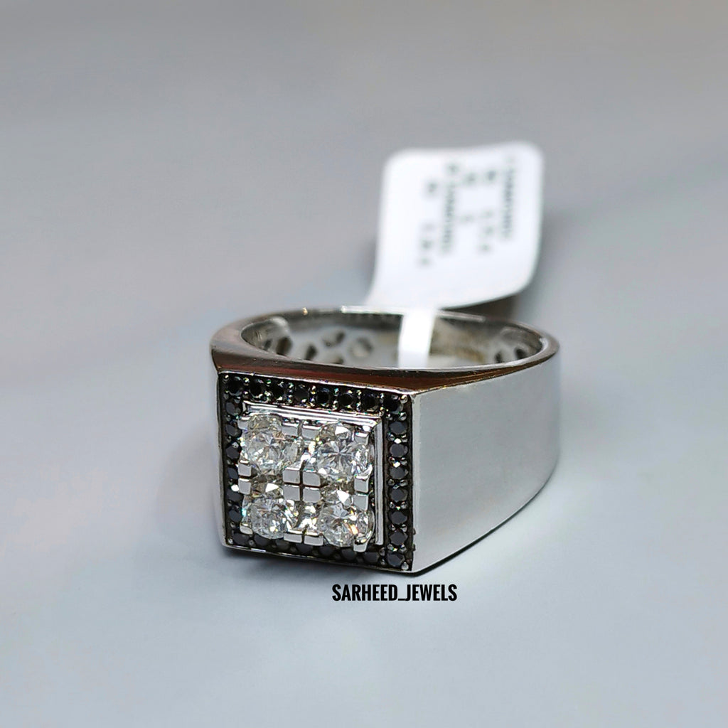 White and Black Diamond Men Ring