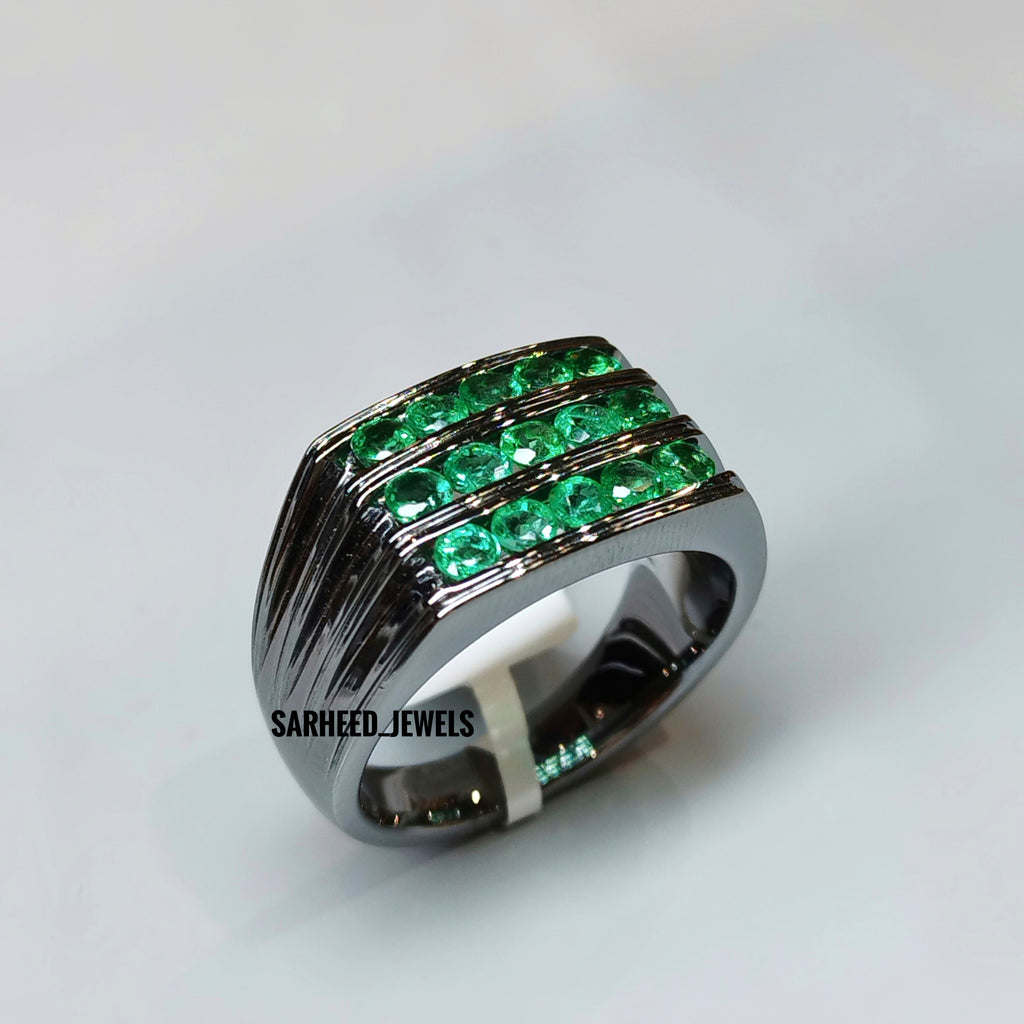 Natural Emerald Men Ring
