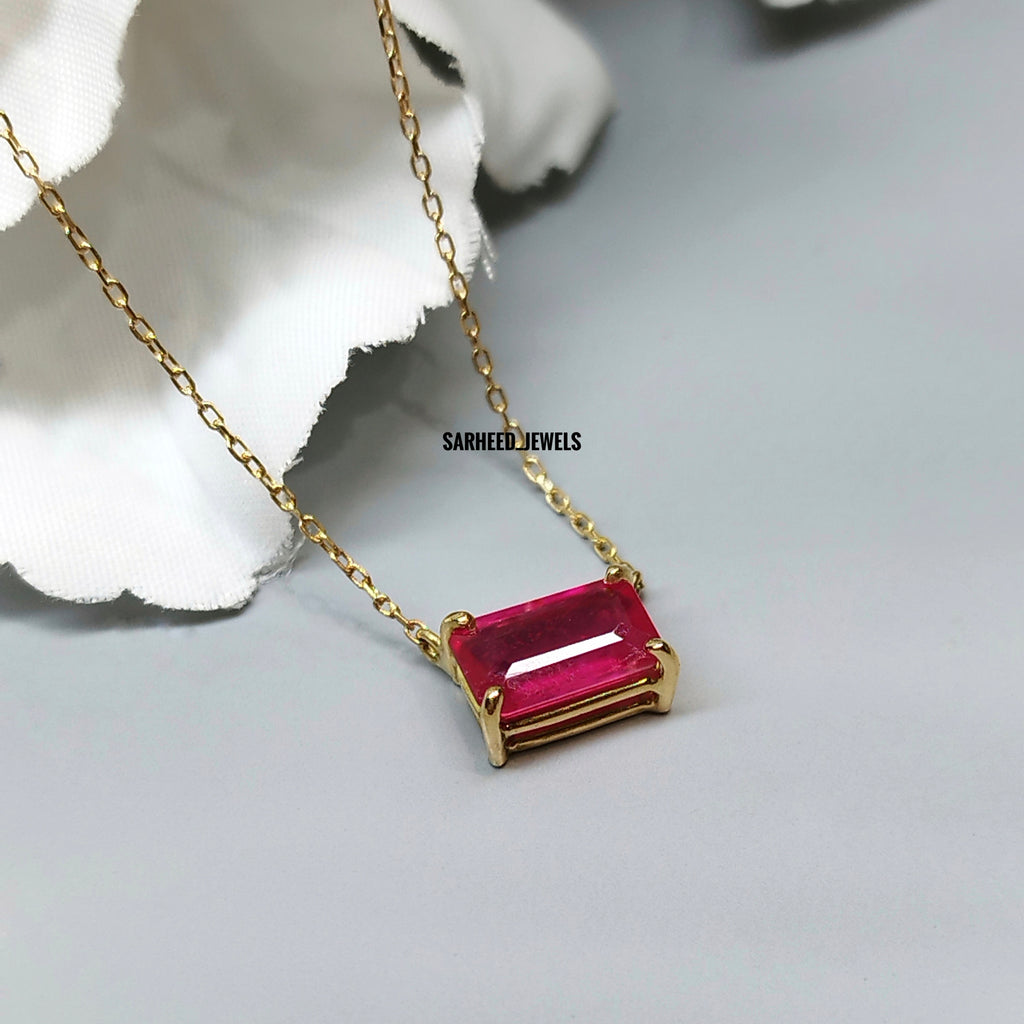 Natural Ruby Gold Necklace