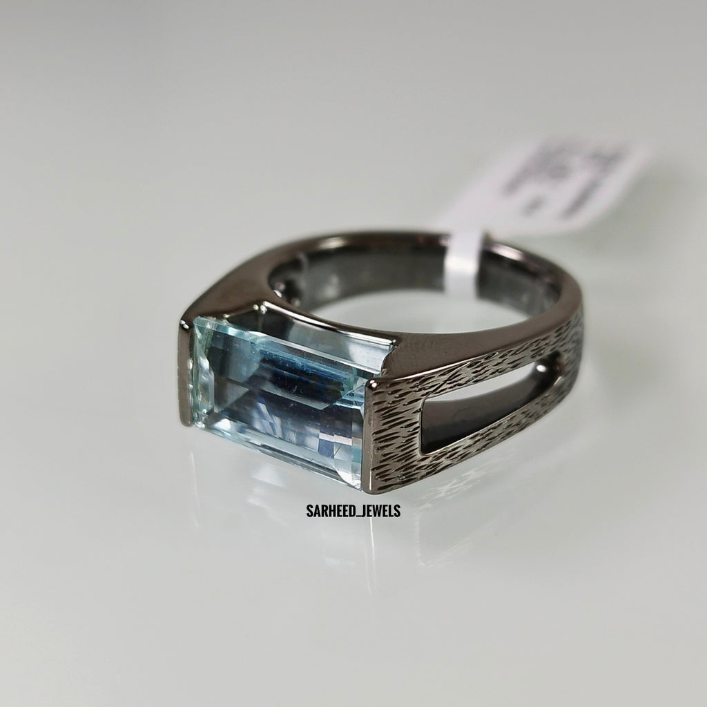 Natural Aquamarine Men Ring