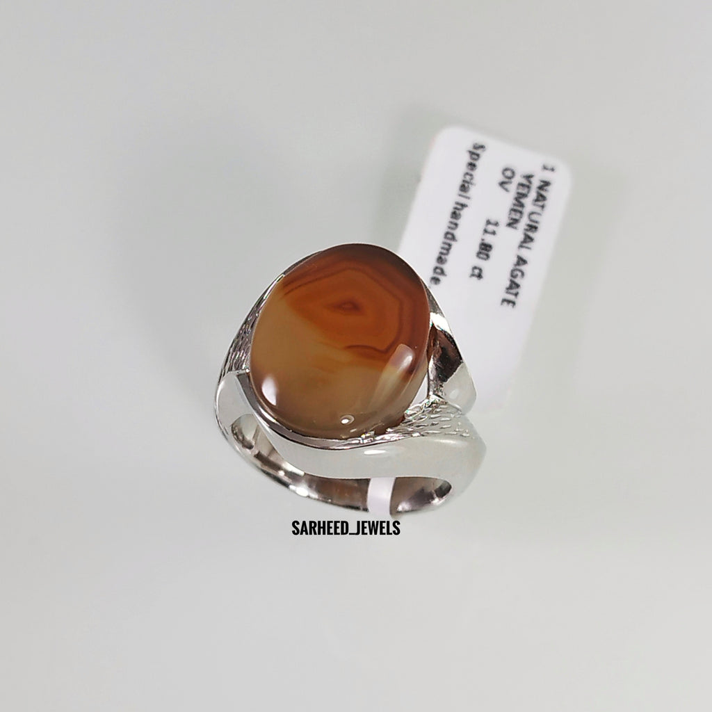 Natural Agate Men Ring