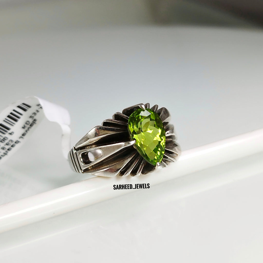 Natural Peridot Men Ring