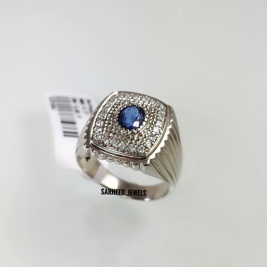Natural Sapphire and Diamond Men Ring