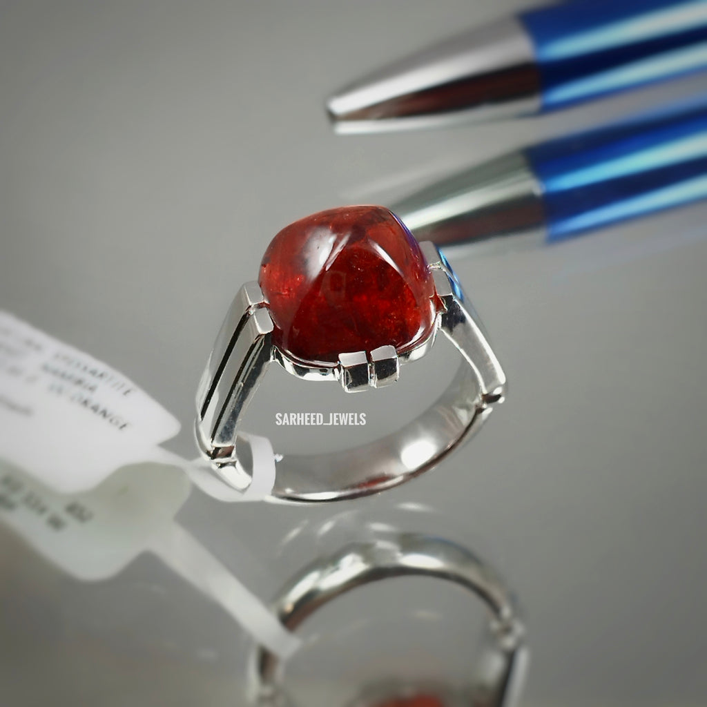 Natural Spessartite Garnet Men Ring