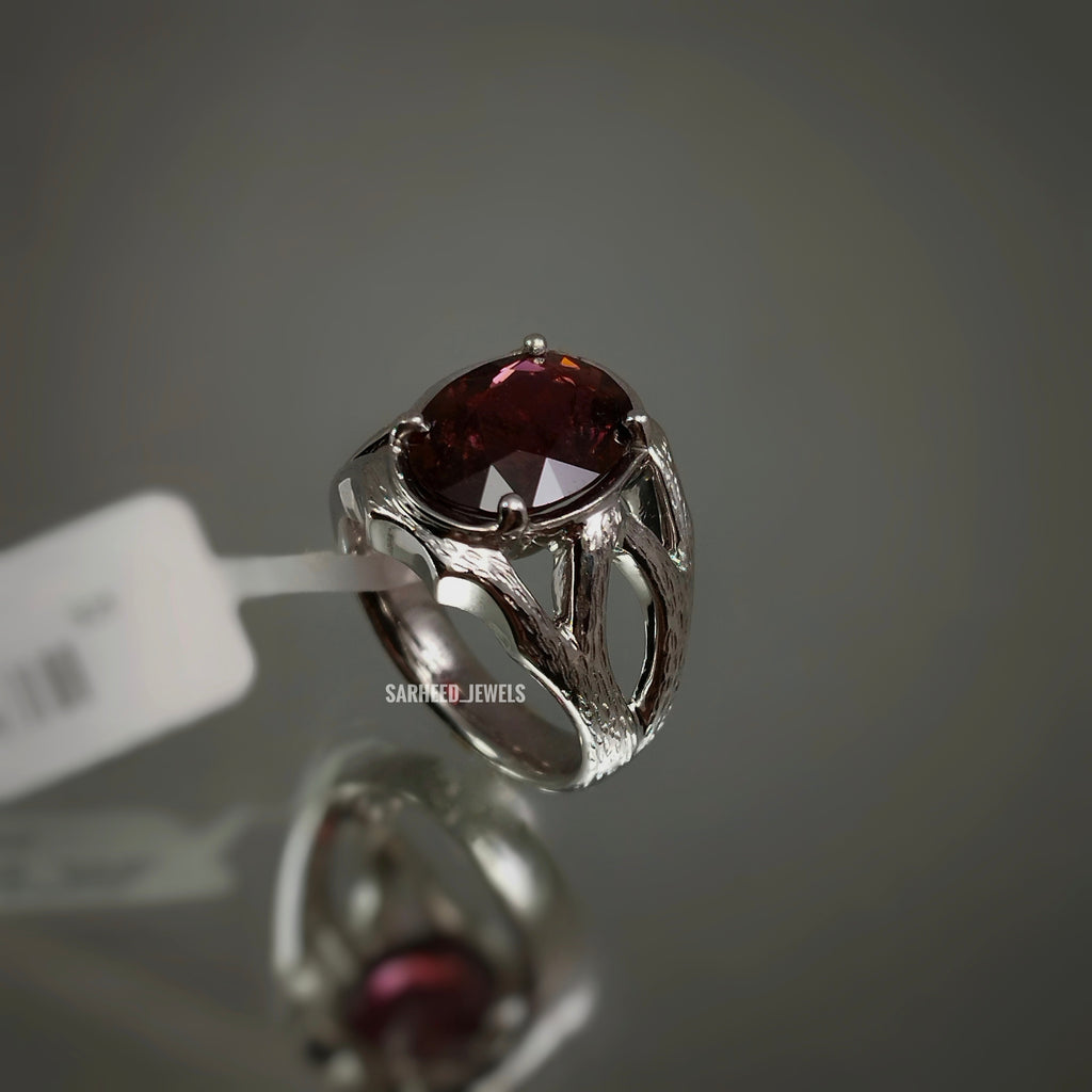 Natural Rubellite Tourmaline Men Ring