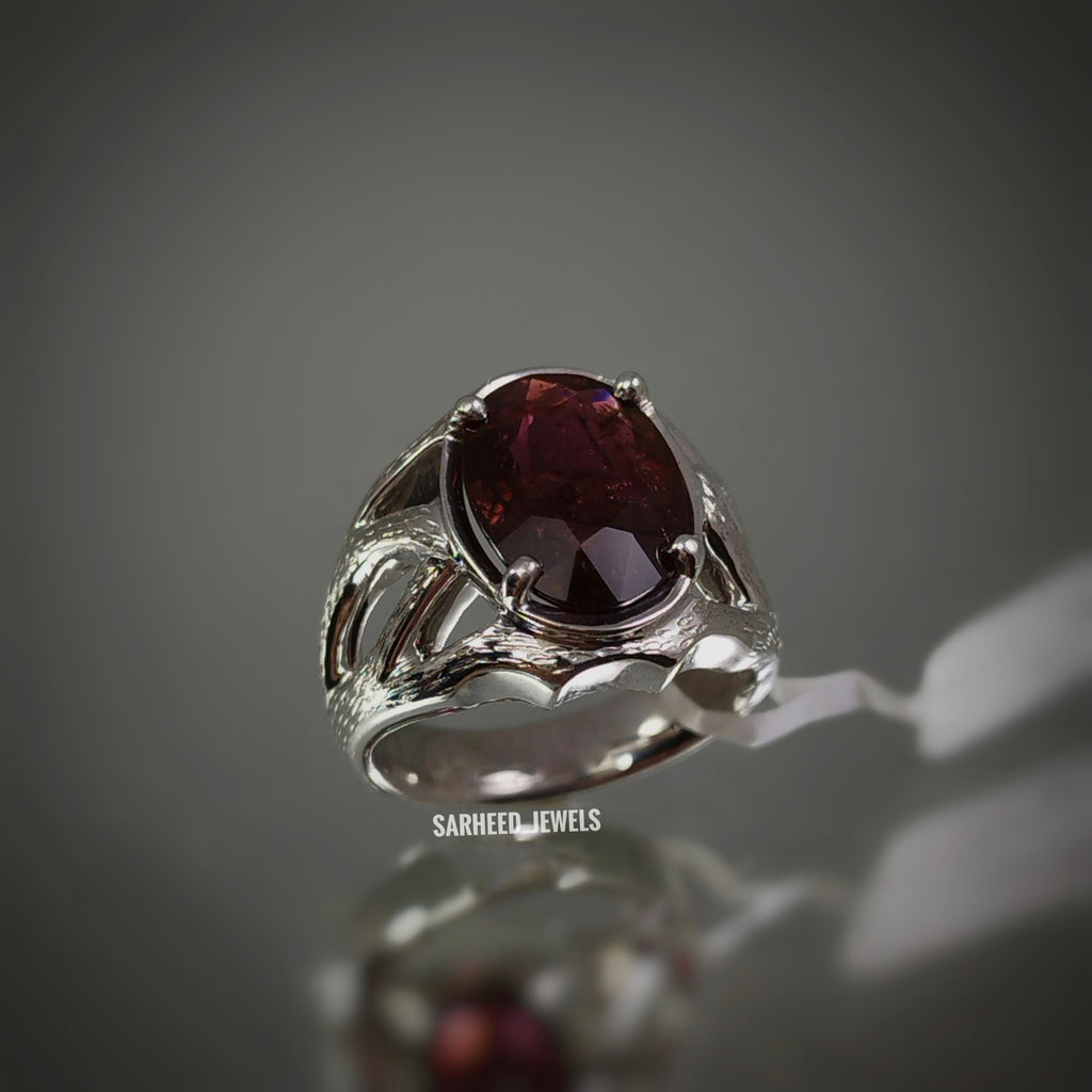 Natural Rubellite Tourmaline Men Ring