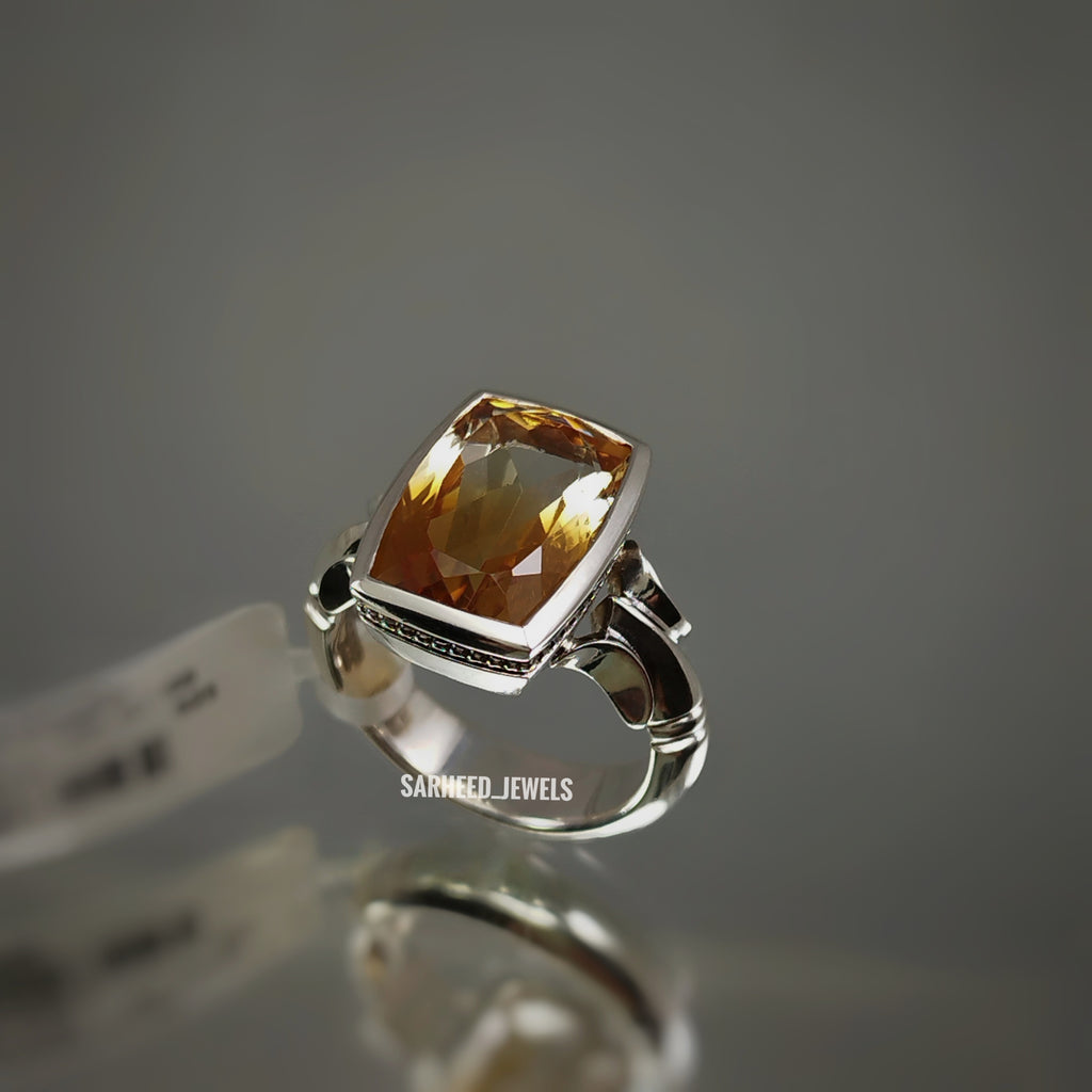 Natural Citrine Men Ring