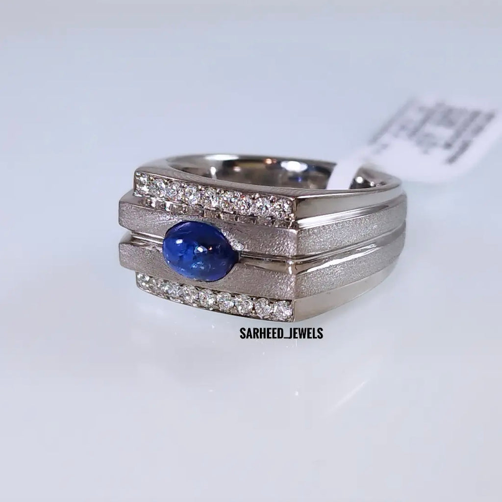 Natural Sapphire and Diamond Men Ring