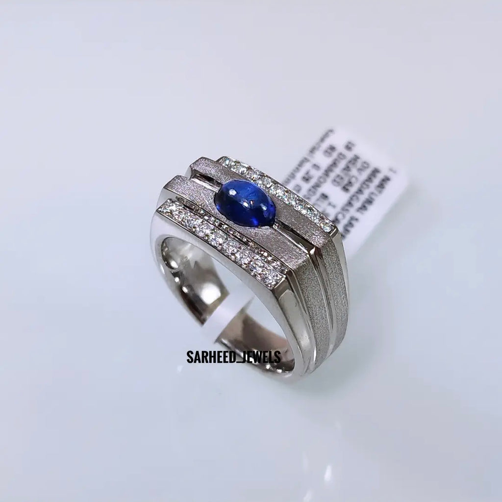 Natural Sapphire and Diamond Men Ring