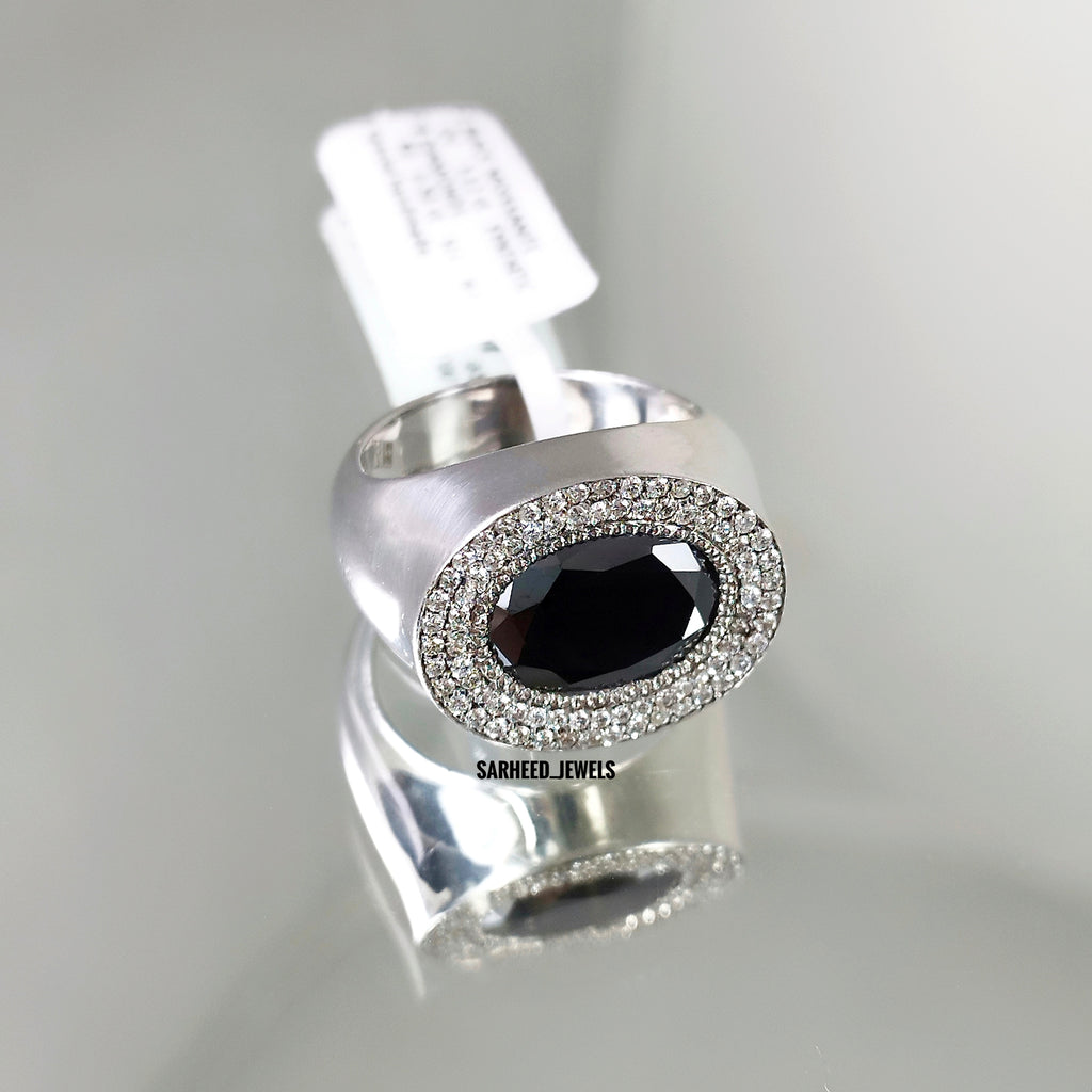 Moissanite and Diamond Men Ring