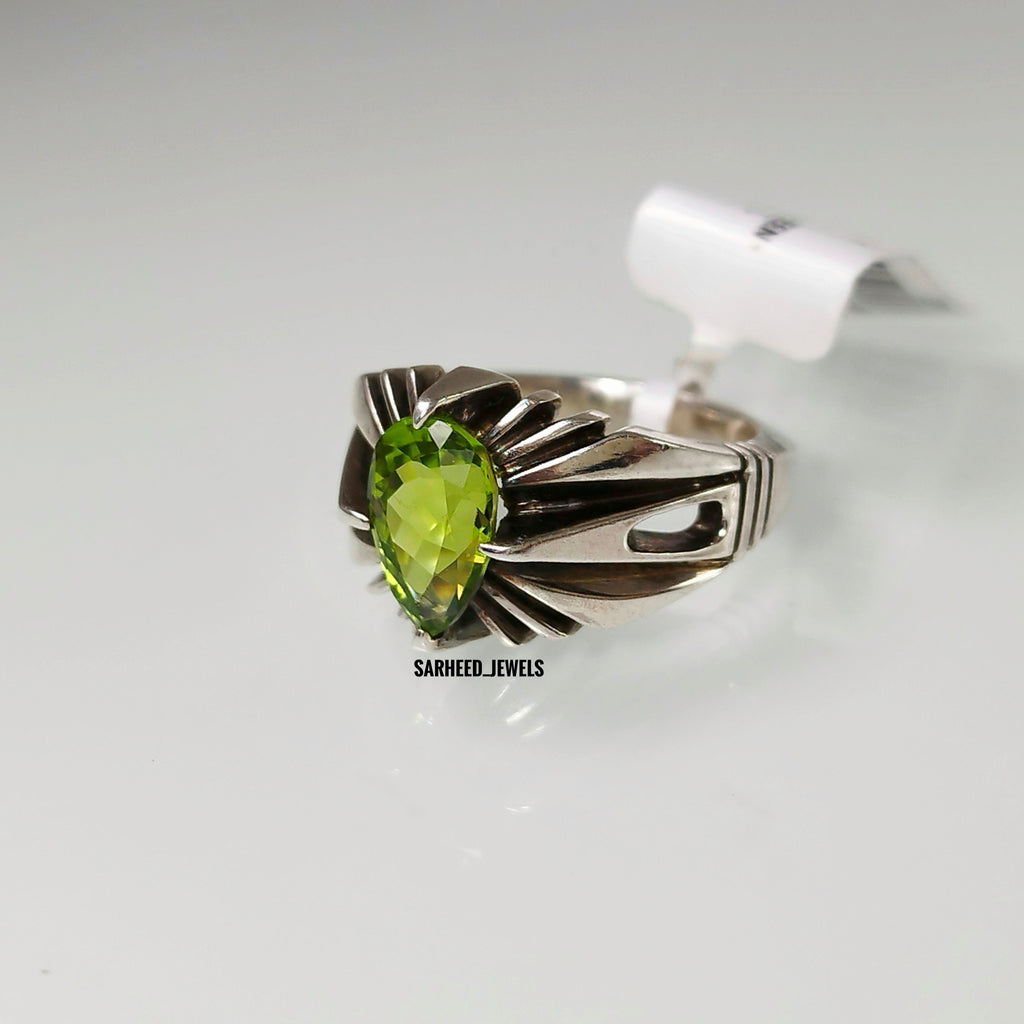 Natural Peridot Men Ring
