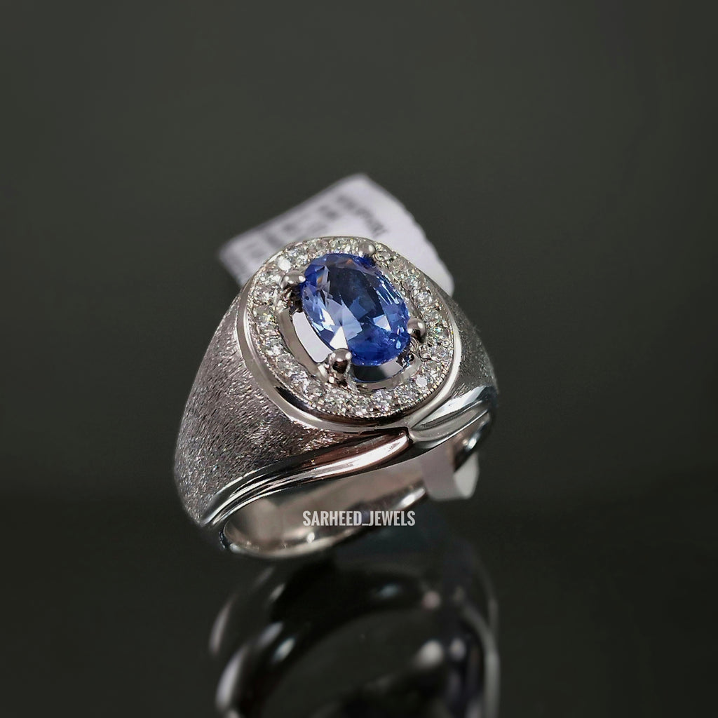 Natural Sapphire and Diamond Men Ring