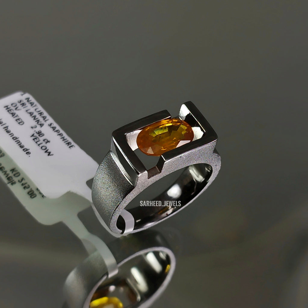 Natural Yellow Sapphire Men Ring