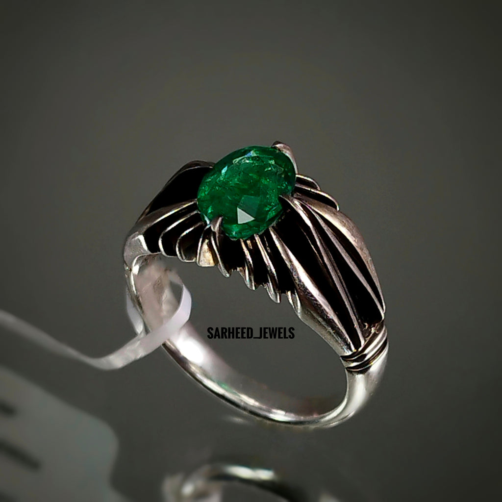 Natural Emerald Men Ring