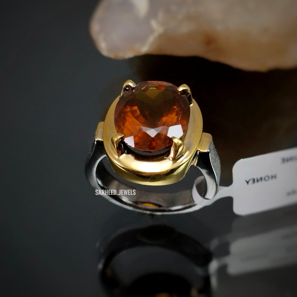 Natural Honey-Color Citrine Men Ring