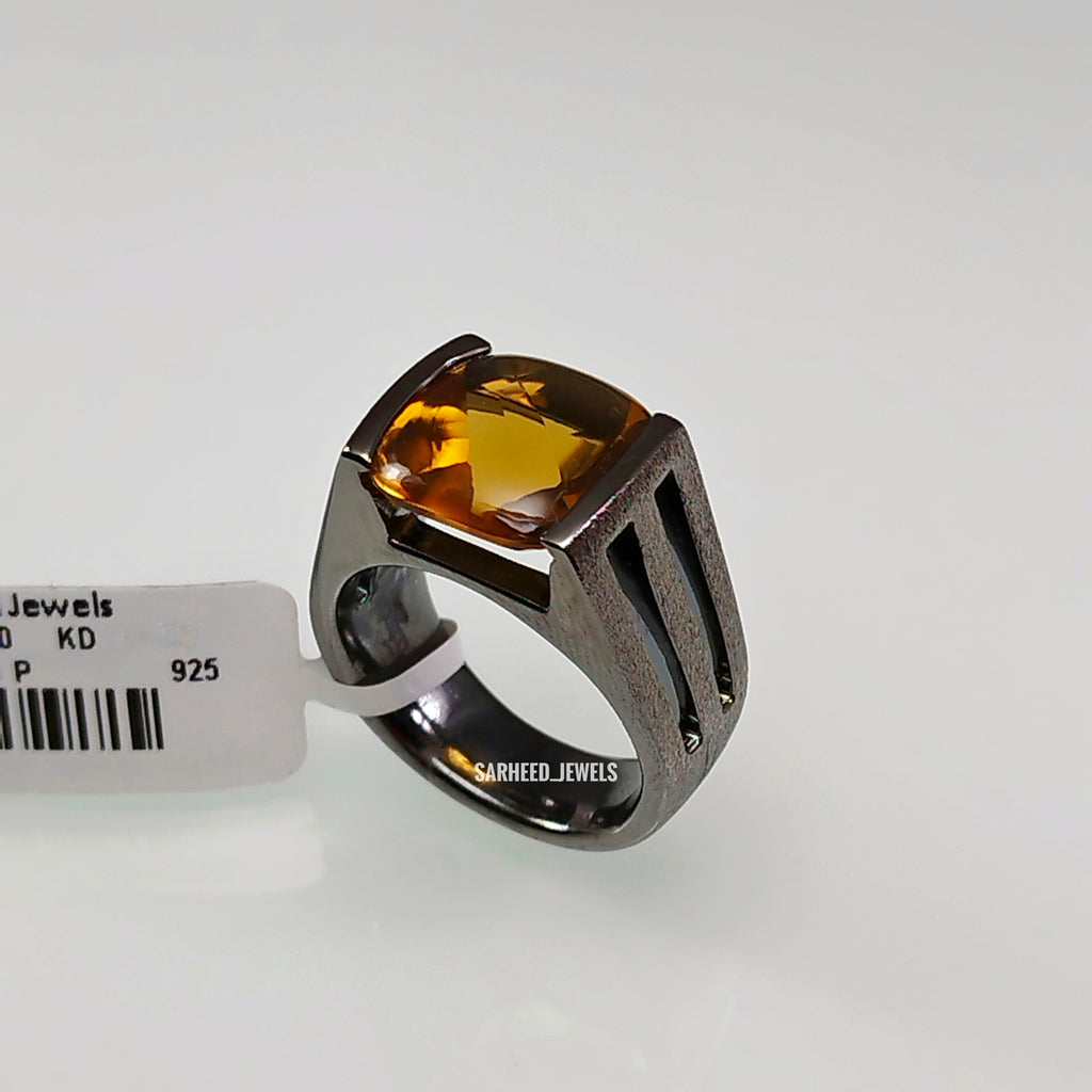 Natural Honey-Color Citrine Men Ring
