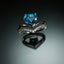 Natural Blue Zircon and Diamond White Gold Ring