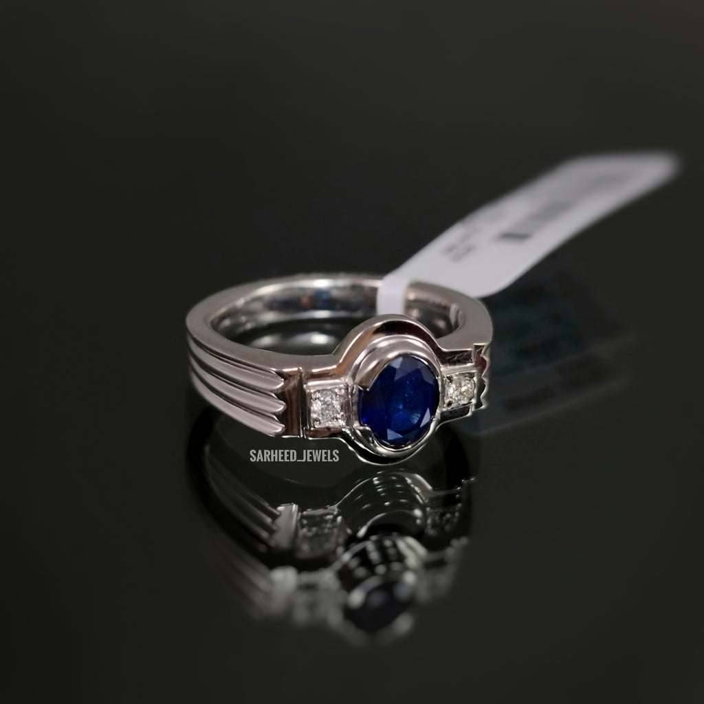 Natural Sapphire and Diamond Men Ring