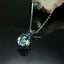 Natural Aquamarine and Blue Diamond White Gold Necklace