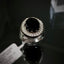 Natural Black Agate and Diamond Men Ring