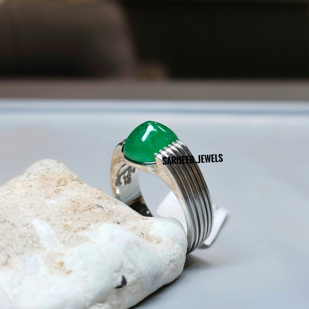 Mens genuine emerald deals rings