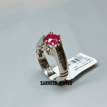 Natural Ruby and Diamond Men Ring
