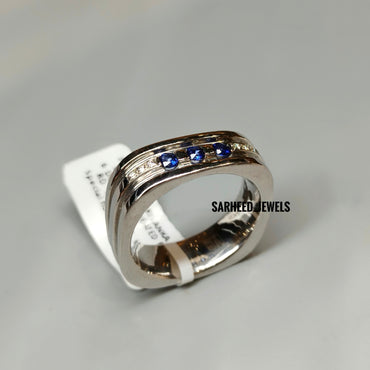 Natural Sapphire and Diamond Men Band