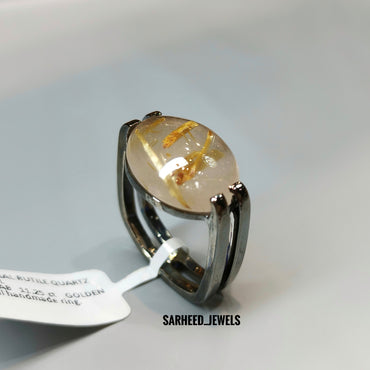 Natural Rutile Quartz Men Ring