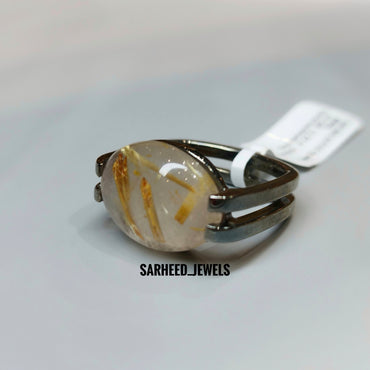 Natural Rutile Quartz Men Ring