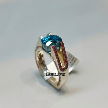 Natural Zircon and Rubies Men Ring