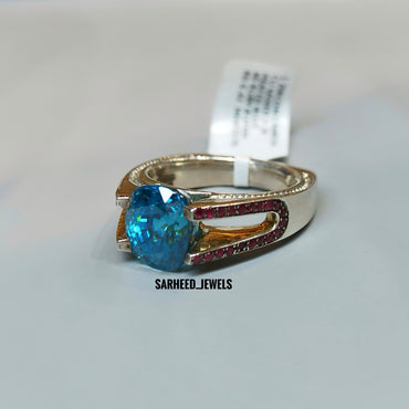 Natural Zircon and Rubies Men Ring