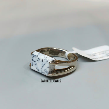 Natural Dendritic Opal Men Ring