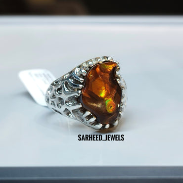 Natural Fire Agate Men Ring