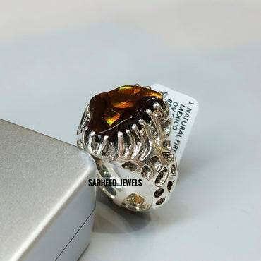 Natural Fire Agate Men Ring