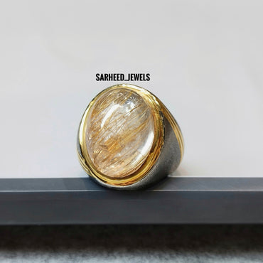 Natural Rutile Quartz Men Ring
