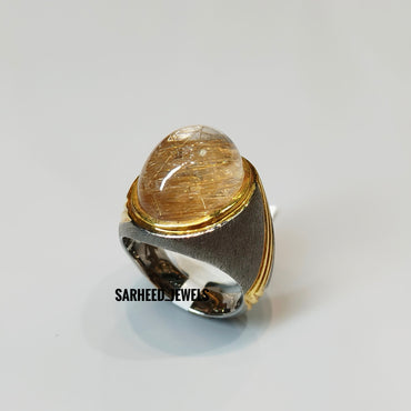 Natural Rutile Quartz Men Ring
