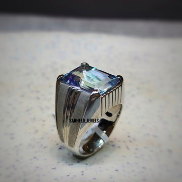 Natural Mystic Topaz Men Ring