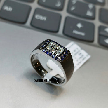 Natural Sapphires and Diamond Men Ring