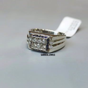 Natural Sapphires and Diamond Men Ring