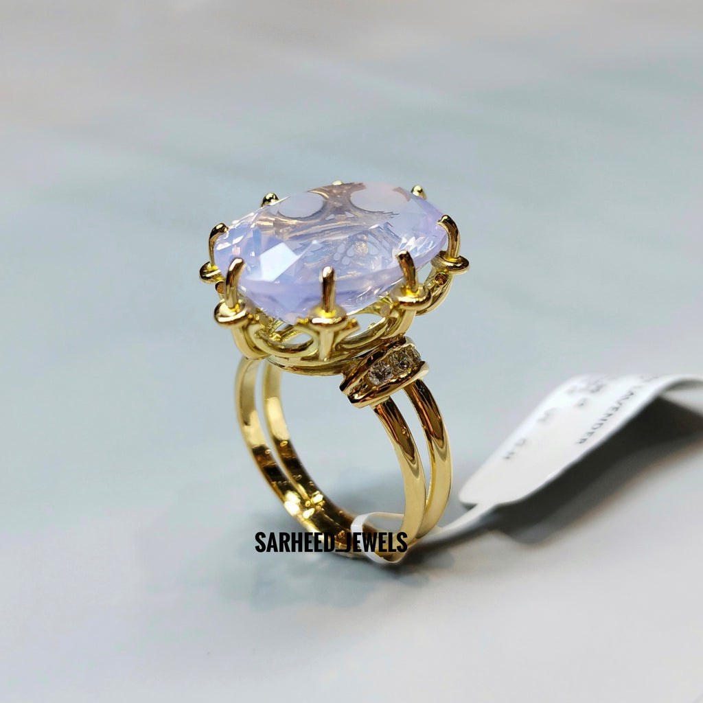 Natural Lavender Quartz and Diamond Gold Ring