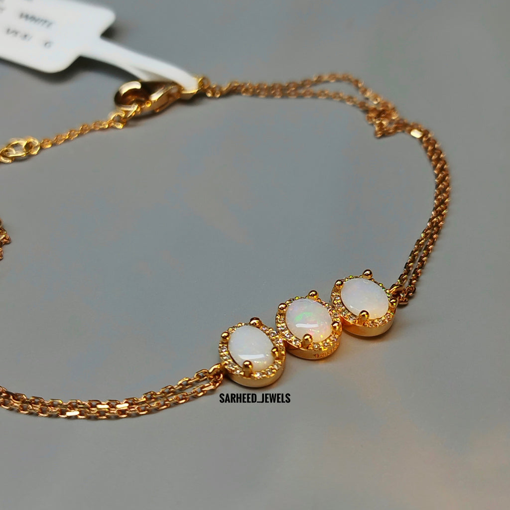 Natural Opal Gold Bracelet