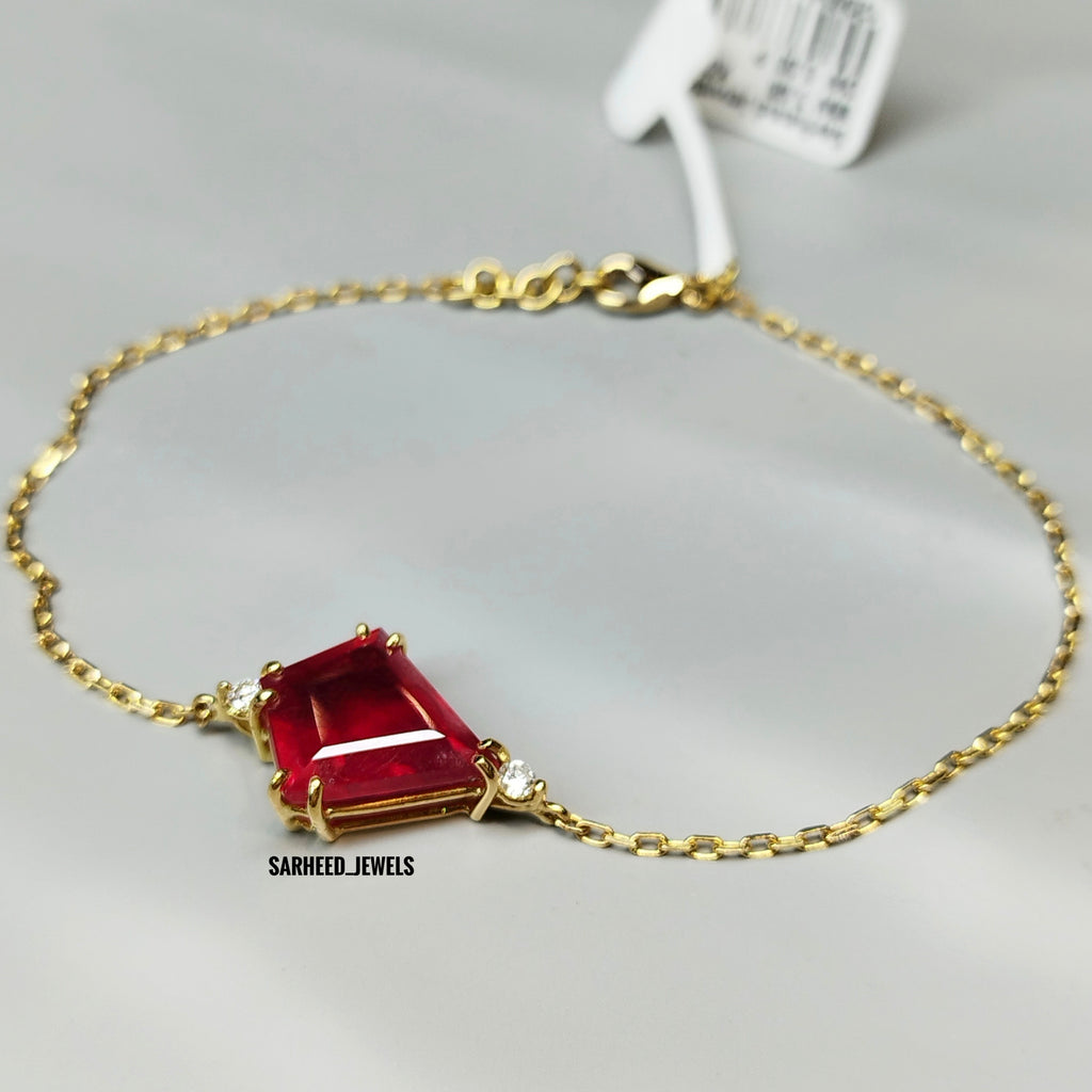 Natural Ruby Gold Bracelet
