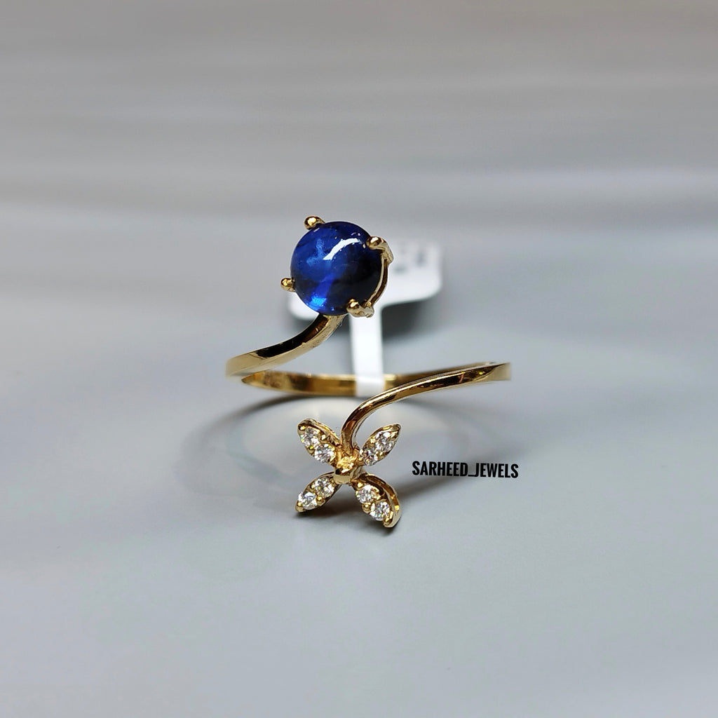 Natural Sapphire and Diamond Gold Ring