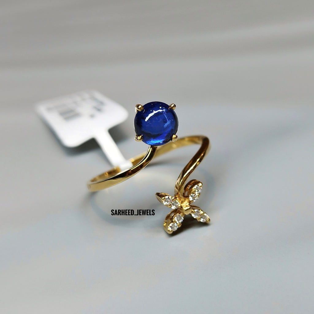 Natural Sapphire and Diamond Gold Ring