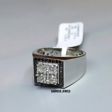 White and Black Diamond Men Ring