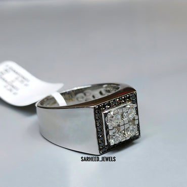 White and Black Diamond Men Ring